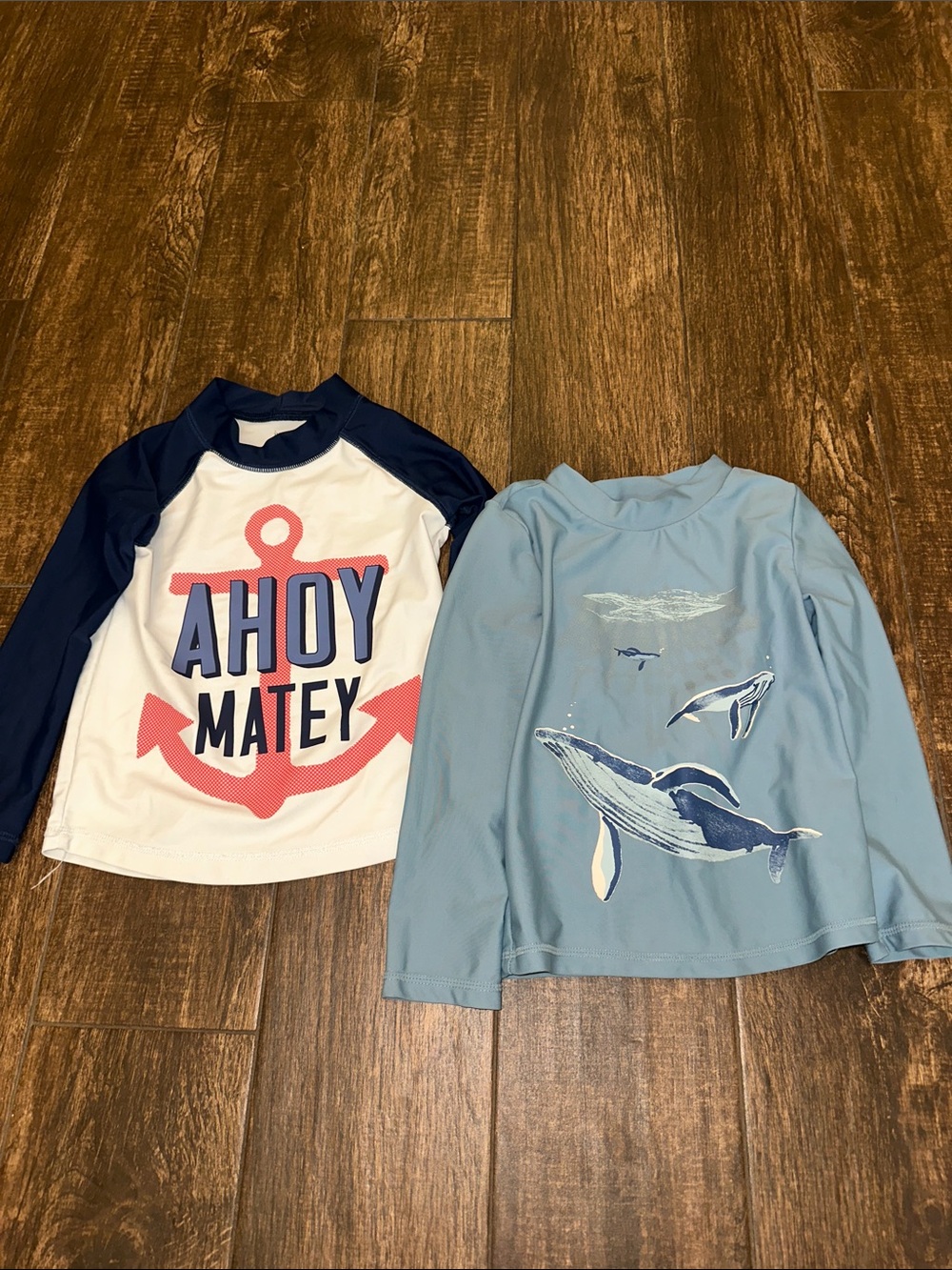 Kids Nautical Rash Guard Top Set - Anchor "Ahoy Matey" & Whale Print